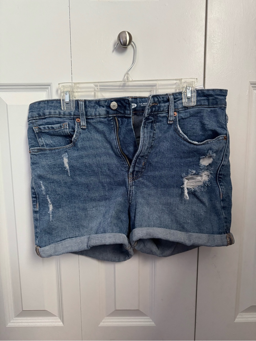 Old Navy Rolled-Hem Distressed Jean Shorts - Blue